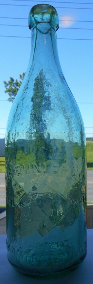 Extremely Rare - Green - R.  S.  Dunlop,  Brantford,  Ontario Canada Quart Blob Soda