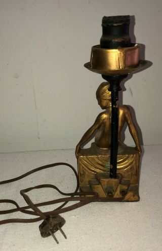 Vintage ART DECO Gold Nude Lady Risque Metal Table Lamp Light 6