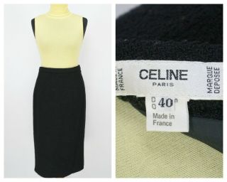Womens Celine Paris Vintage Black Pencil Skirt Size 40 / M
