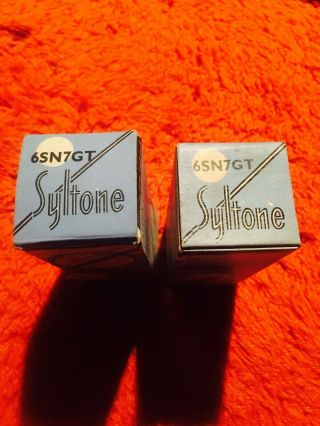 Nos Rare Matched Pair 6sn7gt Brimar Syltone Round Plate D Getter Tubes