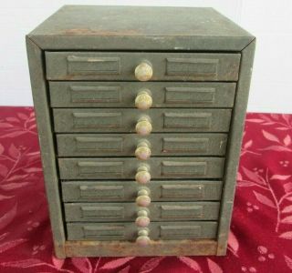 Vintage Steel 8 Drawer Small Parts Cabinet Tool Chest 8 1/2 ”x 6 1/2”x 6 1/2”