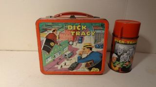 Vintage Aladdin Industries Metal Dick Tracy Lunchbox & Thermos From 1967