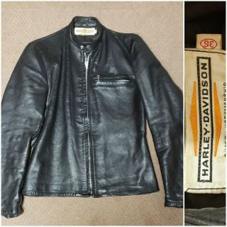 Vintage Harley Davidson Womens Black Leather Jacket Size 36 Zip Skeeves & Pocket