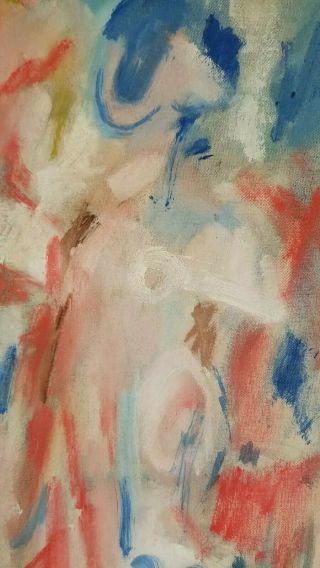 Vintage Mid Century American NY Expressionist Oil Painting Nude Abstract Figures 10