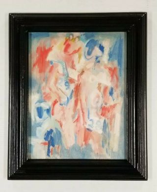 Vintage Mid Century American Ny Expressionist Oil Painting Nude Abstract Figures