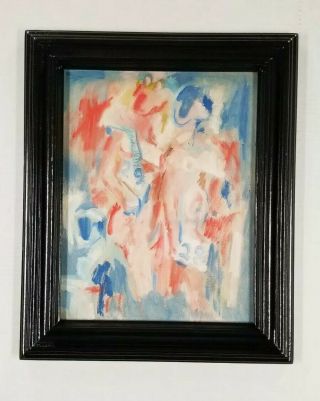 Vintage Mid Century American NY Expressionist Oil Painting Nude Abstract Figures 2