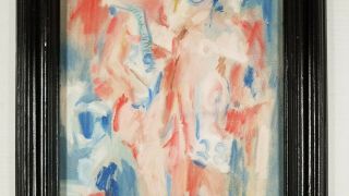 Vintage Mid Century American NY Expressionist Oil Painting Nude Abstract Figures 5