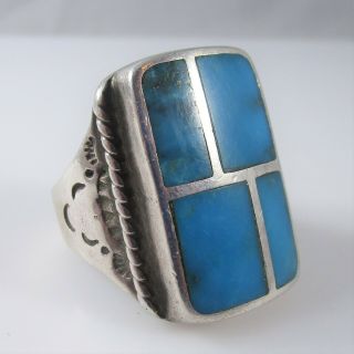 Southwest Native Turquoise Ring Vintage Sterling Silver 19.  2g | Size 12