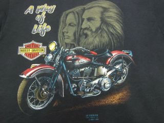 Vtg 90s 1991 3d Emblem Harley Davidson A Way Of Life 50/50 Tee T - Shirt Large L