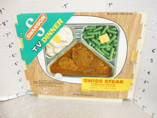 Swanson Tv Dinner Box Swiss Steak 1960s Vintage Frozen Food,  Green Beans Potatoes