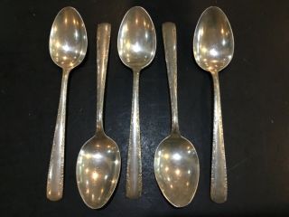 Set Of (5) 1941 Gorham Sterling Silver Camellia 6” Spoons (no Mono)
