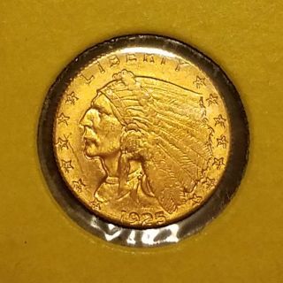 Rare 1925 - D Ms Unc $2.  5 Gold Indian Head,  2 1/2 Dollar Coin,  Quarter Eagle