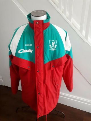 Vintage Rare Liverpool Fc Training Bench Jacket Coat Uk M/ Candy/38 - 40 /adidas