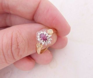 9ct Gold Ruby Diamond Ring,  Ds&co Art Deco Design 9k 375