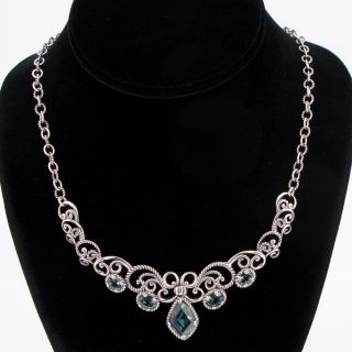 Vtg Sterling Silver Carolyn Pollack Quartz Filigree Bib 16 " Chain Necklace - 33g