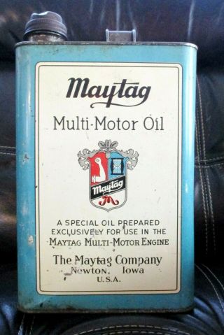Vintage Maytag 1 Gallon Multi - Motor Oil Can Newton.  Iowa