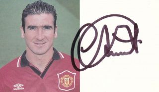 Eric Cantona Signed Vintage Manchester United Official Club Card Aftal Dealer135