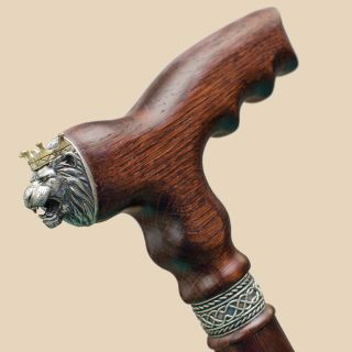 Luxury Lion Walking Stick Canes for Men - Fancy Stylish Wooden Cane Fashionable 2