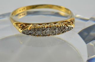 Vintage 18 Carat Gold & Platinum Diamond Half - Hoop Ring Est 0.  1 Ct Dia Size S