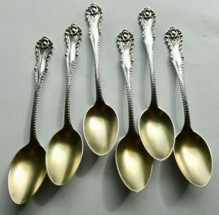 Dominick & Haff Sterling Silver Set of 6 Demitasse Spoons 1892 Mazarin Pattern 2