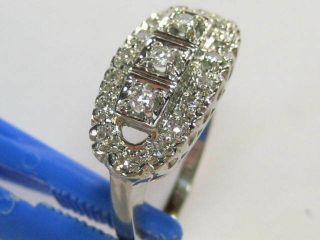 Vintage - 14k White Gold W/0.  36 Tcw Diamond W/ Halo Ring Size 6 1/4 - 3.  80 Grams