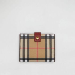 Burberry Small Vintage Check And Leather Folding Wallet Crimson