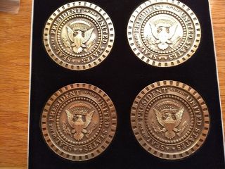 RARE Seal of the President of the United States Brass Coaster 4 Piece Gift set 5