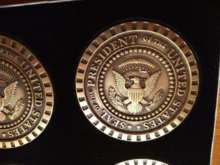 RARE Seal of the President of the United States Brass Coaster 4 Piece Gift set 8