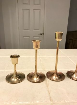 Vintage Brass Candlesticks 6 Graduated Height Tapered Candle Holders Polished 4
