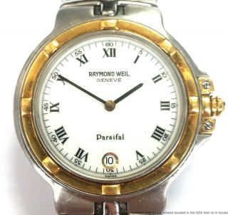 Raymond Weil Parsifal 9190 Mens 18k Gold Stainless Steel Quickset Date Watch