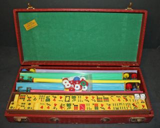 Vintage Mah Jong Set By Cardinal Industries With 162 Bakelite Tiles In Orig Case