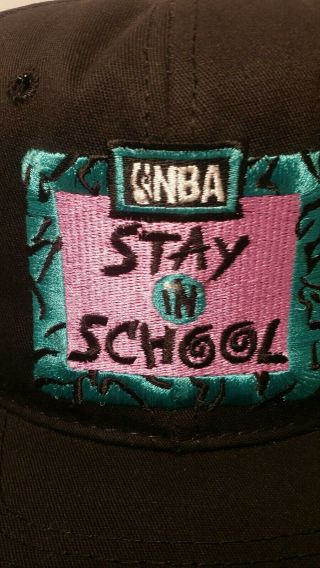 Vintage Starter NBA Stay in School Snapback Hat Cap Black 1990 ' s - W Tags 2