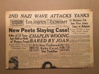 1944 December 21 Newspaper: La Examiner: Ww Ii Battle Of The Bulge,  Chaplin