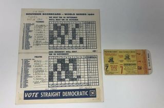 Rare 1960 World Series Game 7 Ticket Stub And Score Card Maz Walk Off Walk Game