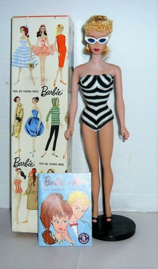 Vintage Mattel 3 Blonde Ponytail Barbie W/access.  & Box