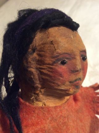 Rare VTG Native American Indian Wood Cloth Doll 11 
