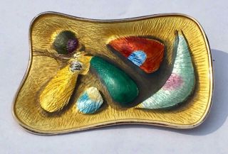 Vintage Oystein Balle Modernist Sterling Silver & Enamel Norway Norwegian Brooch