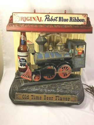 Vintage Pabst Blue Ribbon Beer Locomotive Train Motion Sign