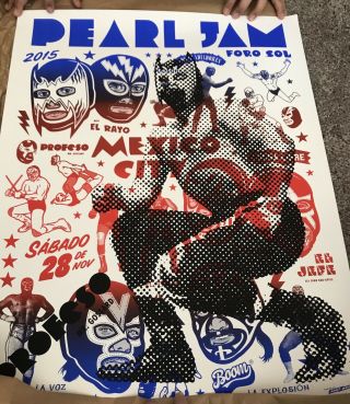 Rare Pearl Jam Poster Mexico City 2015 Variant Ames Bros 22/25 (2 Posters)