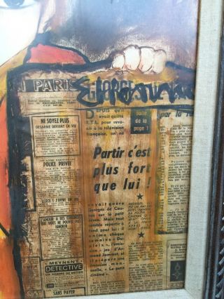 Vintage French Mixed Media Art - Parisian Newspaper Seller 1970 2