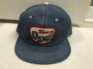 Vintage Snap - On Tools Trucker Hat Baseball Cap Snapback Denim Jean Embroidered