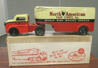 Vintage Banner North American Van Lines Moving Truck & Trailer Toy W/orig Box