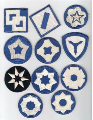 Full Set Of Ww 2 Us Army Service Commands 11 Patches Inv J552