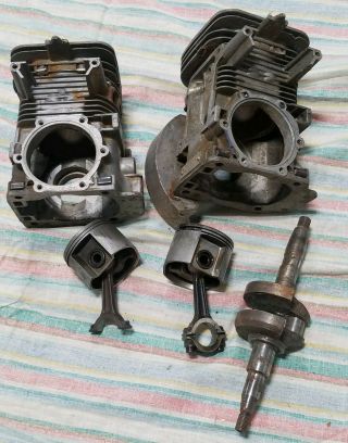 Mcculloch Vintage Kart 2 Cycle Racing Engine Block Crankshaft Pistons Rods