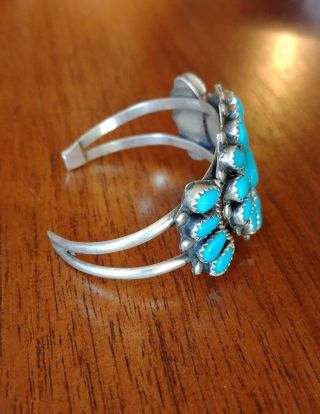 Vintage Children ' s Small Sterling Silver Turquoise Cluster Cuff Bracelet Native 4