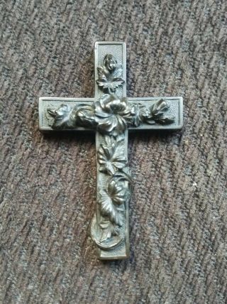 Antique Victorian Mourning Gutta Percha Cross Pendant 2 3/4 "