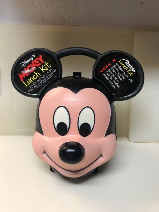 Vintage - Disney Aladdin Mickey Mouse Head Lunch Box - With Thermos