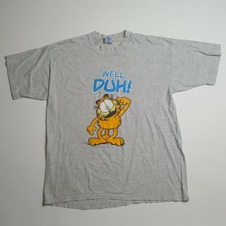 Vintage 1978 Garfield Well Duh Gray T Shirt Usa Made Size Xl