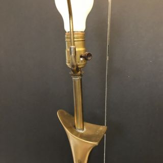 Vintage Mid Century Modern Solid Wood And Brass Table Lamp 4