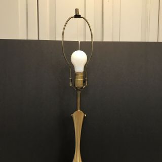 Vintage Mid Century Modern Solid Wood And Brass Table Lamp 6